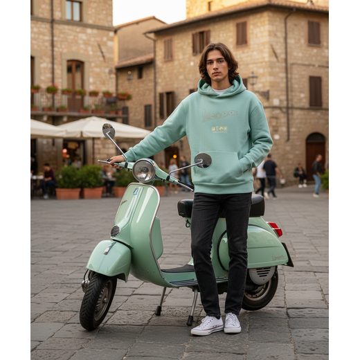 VESPA MIKINA S KAPUCÍ JERSEY - MENTOLOVÁ - MIKINY - NA MOTORKÁŘE