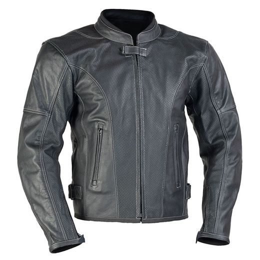 LETNÍ KOŽENÁ BUNDA S PERFOROVÁNÍM MBW LARROS - ČERNÁ - KOŽENÉ BUNDY - NA MOTORKÁŘE