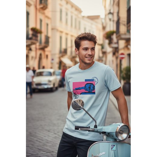 PÁNSKÉ TRIČKO VESPA HERITAGE - MODRÁ - TRIČKA - NA MOTORKÁŘE