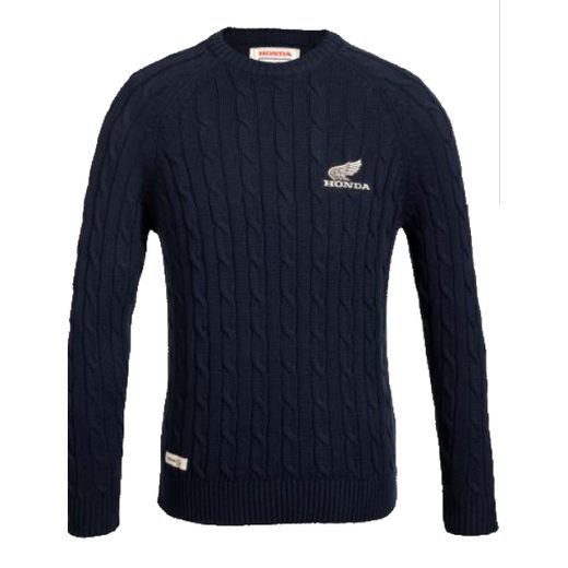 HONDA SVETR CLASSICAL HERITAGE - TMAVĚ MODRÁ 2026 - VOLNÝ ČAS - NA MOTORKÁŘE