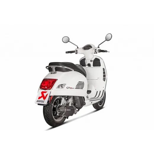 VÝFUK AKRAPOVIČ VESPA GTS 125 E4 ČERNÝ - KONCOVKY VÝFUKU - NA MOTORKU