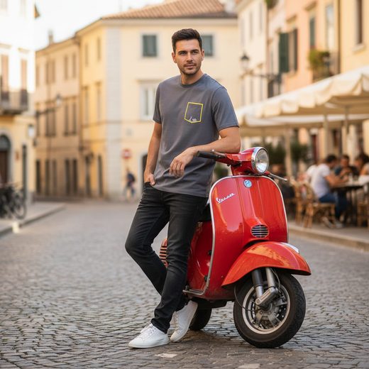 PÁNSKÉ TRIČKO VESPA GRAPHIC - ŠEDÁ - TRIČKA - NA MOTORKÁŘE