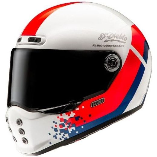 HJC PŘILBA V10 FABIO QUARTARARO 20 RETRO MC21 - SE SLUNEČNÍ CLONOU - NA MOTORKÁŘE