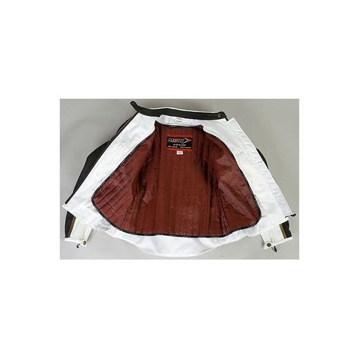 DÁMSKÁ KOŽENÁ MOTO BUNDA MBW ANITA BÍLO-ČERNO-ZLATÁ DÁMSKÁ - KOŽENÉ BUNDY - NA MOTORKÁŘE