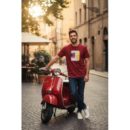 PÁNSKÉ TRIČKO VESPA HERITAGE - ČERVENÁ - TRIČKA - NA MOTORKÁŘE