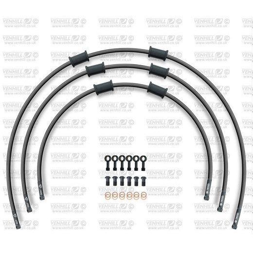STANDARD HADICE PŘEDNÍ BRZDY SADA VENHILL POWERHOSEPLUS YAM-6006FB-BK (3 HADICE V SADĚ) ČERNÉ HADICE, ČERNÉ KONCOVKY - LANKA A HADICE - NA MOTORKU