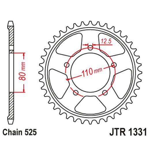 ŘETĚZOVÁ ROZETA JT JTR 1331-42ZBK 42T, NT((525) ČERNÝ ZINEK - OCELOVÉ - NA MOTORKU