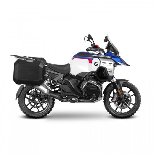 KOMPLETNÍ SADA BOČNÍCH HLINÍKOVÝCH KUFRŮ SHAD TERRA 36L/47L, VČETNĚ MONTÁŽNÍ SADY SHAD BMW R 1300 GS ADVENTURE - SADY - NA MOTORKU