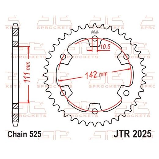 ŘETĚZOVÁ ROZETA JT JTR 2025-38 38 ZUBŮ, 520 - ROZETY - NA MOTORKU