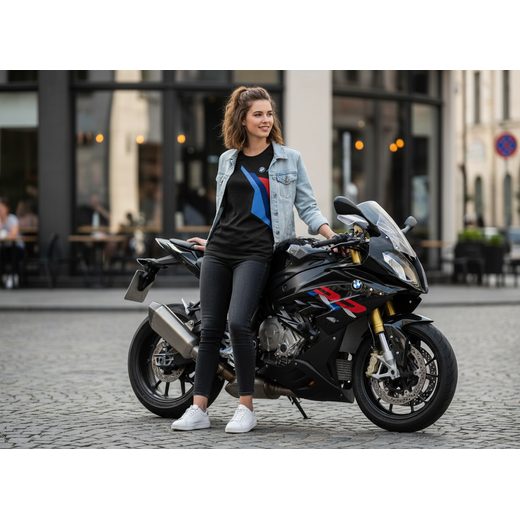 DÁMSKÉ TRIKO BMW MOTORSPORT - ČERNÉ - TRIČKA - NA MOTORKÁŘE
