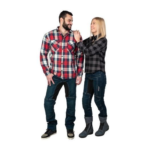 DÁMSKÁ FLANELOVÁ KOŠILE MBW MONTANA GREY LADY - TEXTILNÍ BUNDY - NA MOTORKÁŘE