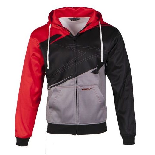 MBW HOODIE EVO+ MIKINA ČERNO-ČERVENO-ŠEDÁ - MIKINY - NA MOTORKÁŘE