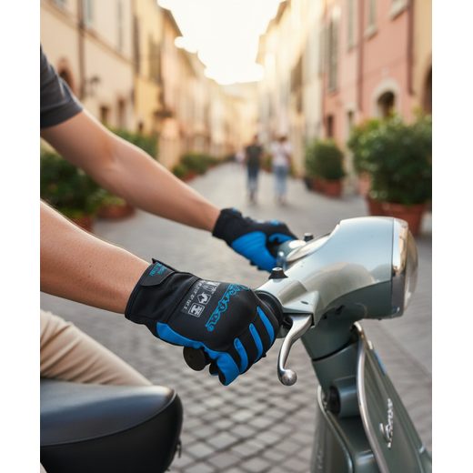 TEXTILNÍ RUKAVICE VESPA - ČERNÉ/MODRÁ - TEXTILNÍ RUKAVICE - NA MOTORKÁŘE