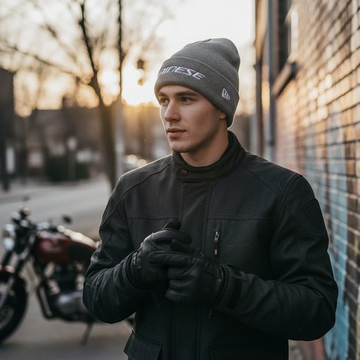 DAINESE CUFF BEANIE ZIMNÍ PLETENÁ ČEPICE ŠEDÁ - NA MOTORKÁŘE