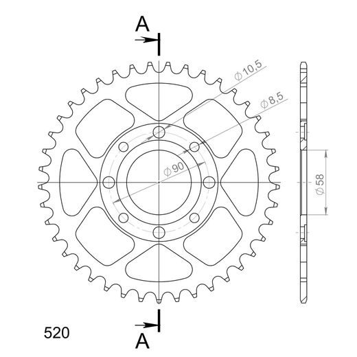 ŘETĚZOVÁ ROZETA SUPERSPROX RFE-279:41-BLK ČERNÝ - OCELOVÉ - NA MOTORKU