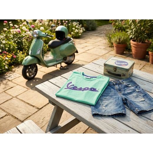 DĚTSKÉ TRIČKO VESPA "LOGO" - ZELENÁ - NA MOTORKÁŘE