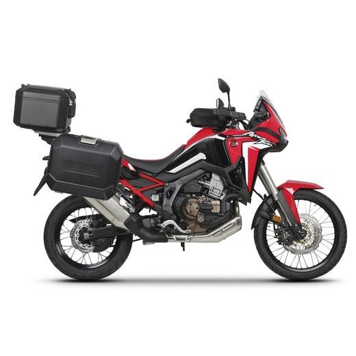 KOMPLETNÍ SADA ČERNÝCH HLINÍKOVÝCH KUFRŮ SHAD TERRA BLACK, 48L TOPCASE 36L/47L BOČNÍ KUFRY, VČETNĚ MONTÁŽNÍ SADY A PLOTNY SHAD HONDA CRF 1100 AFRICA TWIN