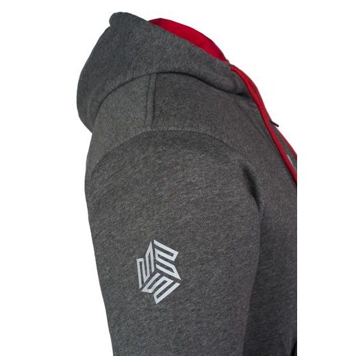 PÁNSKÁ MIKINA MBW TRAVIS ARAMID - ŠEDO-ČERVENÁ - TEXTILNÍ BUNDY - NA MOTORKÁŘE