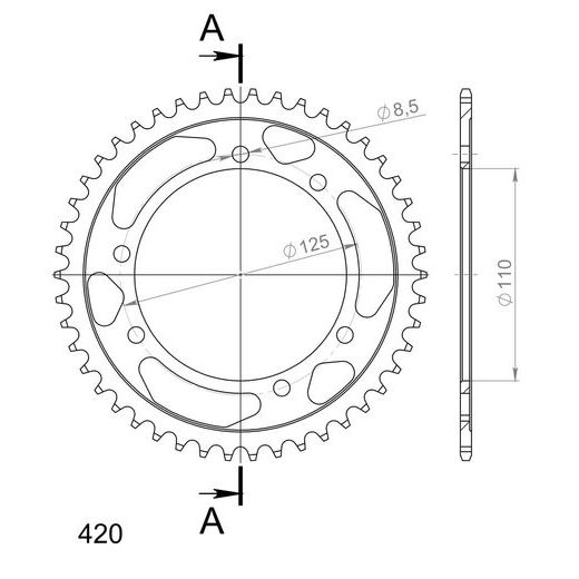 ŘETĚZOVÁ ROZETA SUPERSPROX RFE-6602:46-BLK ČERNÝ 46 ZUBŮ, 420 - OCELOVÉ - NA MOTORKU