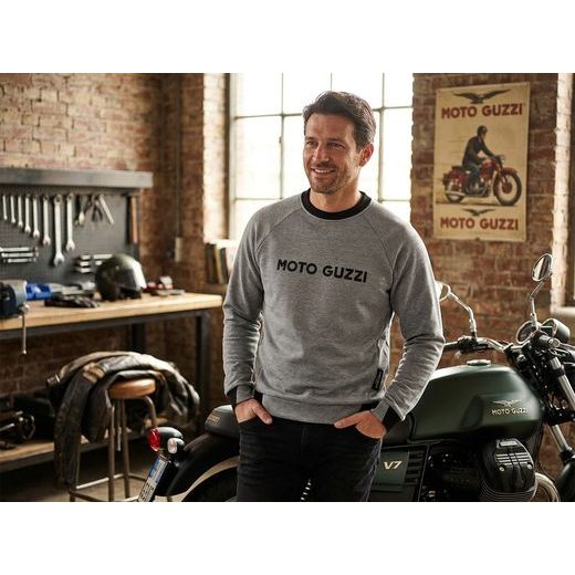 MG ESSENTIAL SWEATSHIRT MAN - ŠEDÁ - DÁRKY PRO FANOUŠKY MOTO GUZZI - NA MOTORKÁŘE