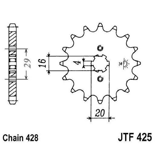 JT ŘETĚZOVÉ KOLEČKO JT JTF 425-15 15 ZUBŮ, 428