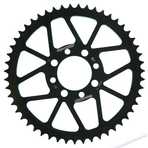 ŘETĚZOVÁ ROZETA SUPERSPROX RFE-801:51-BLK ČERNÝ 51 ZUBŮ, 420 - OCELOVÉ - NA MOTORKU