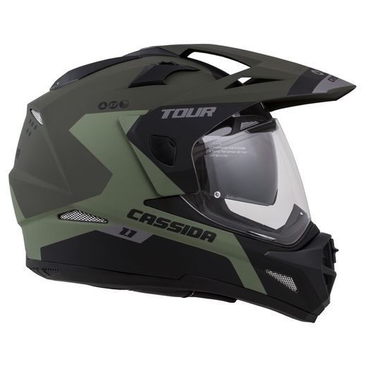 PŘILBA TOUR 1.1 SPECTRE, CASSIDA (ZELENÁ ARMY MATNÁ/ŠEDÁ/ČERNÁ, PLEXI S PŘÍPRAVOU PRO PINLOCK) - ENDURO HELMY - NA MOTORKÁŘE