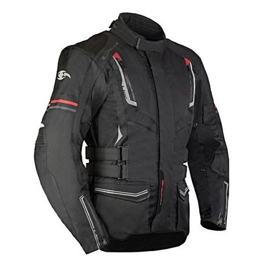 PÁNSKÁ TŘÍVRSTVÁ BUNDA MBW STANLEY - ČERNO-ČERVENÁ - TEXTILNÍ BUNDY - NA MOTORKÁŘE