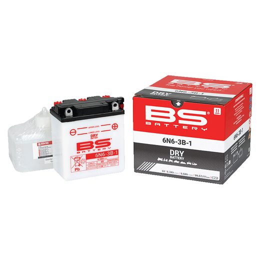 KONVENČNÍ MOTOCYKLOVÁ BATERIE BS-BATTERY 6N6-3B-1 VČETNĚ BALENÍ KYSELINY - KONVENČNÍ - NA MOTORKU