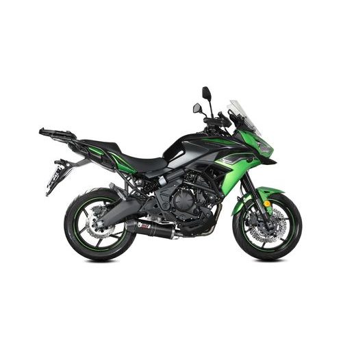 VÝFUK KOMPLETNÍ 2X1 MIVV OVAL K.059.LZC ČERNÝ S UHLÍKOVOU KONCOVKOU - DVOJITÉ KONCOVKY VÝFUKU - NA MOTORKU