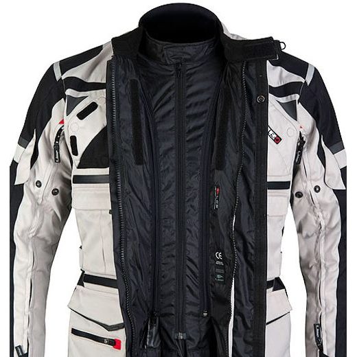 CESTOVNÍ TEXTILNÍ TŘÍVRSTVÁ BUNDA MBW ARON - BÉŽOVÁ - TEXTILNÍ BUNDY - NA MOTORKÁŘE