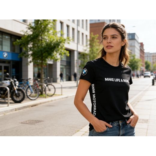 DÁMSKÉ TRIKO BMW MAKE LIFE A RIDE - ČERNÉ - TRIČKA - NA MOTORKÁŘE