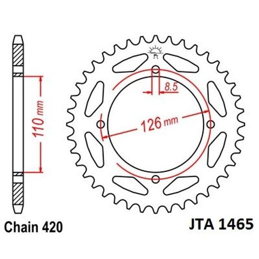 JT HLINÍKOVÁ ŘETĚZOVÁ ROZETA JTA 1465-47 47 ZUBŮ, 420