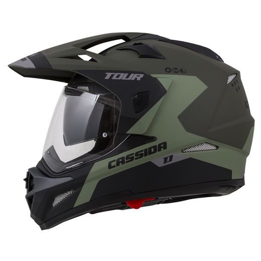 PŘILBA TOUR 1.1 SPECTRE, CASSIDA (ZELENÁ ARMY MATNÁ/ŠEDÁ/ČERNÁ, PLEXI S PŘÍPRAVOU PRO PINLOCK) - ENDURO HELMY - NA MOTORKÁŘE