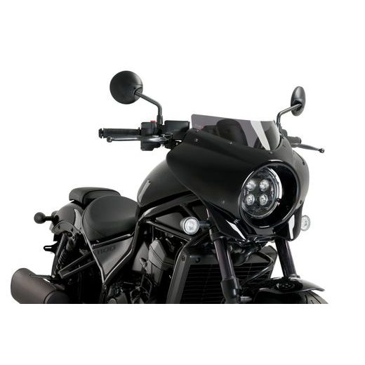 PLEXI ŠTÍT PUIG MIRAGE 21460F TMAVÁ KOUŘOVÁ LESKLÉ ČERNÉ POUZDRO - PRO CUSTOM MOTO - NA MOTORKU