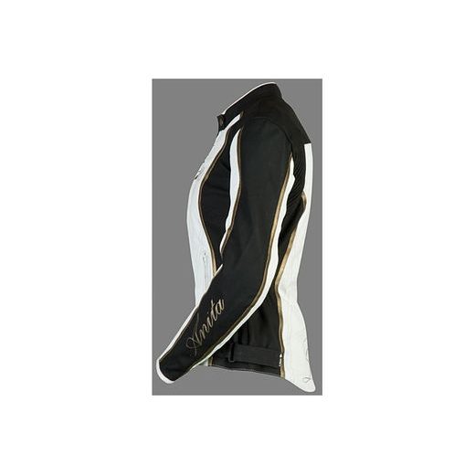 DÁMSKÁ KOŽENÁ MOTO BUNDA MBW ANITA BÍLO-ČERNO-ZLATÁ DÁMSKÁ - KOŽENÉ BUNDY - NA MOTORKÁŘE