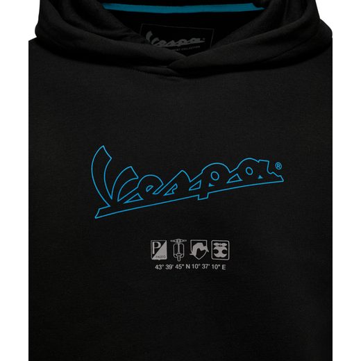 VESPA MIKINA S KAPUCÍ JERSEY - ČERNÁ - MIKINY - NA MOTORKÁŘE