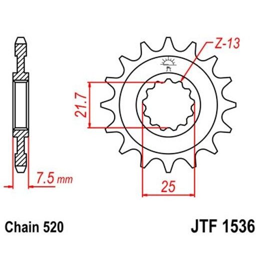 ŘETĚZOVÉ KOLEČKO JT JTF 1536-15 15 ZUBŮ, 520