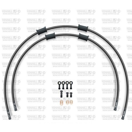 RACE HADICE PŘEDNÍ BRZDY SADA VENHILL POWERHOSEPLUS YAM-6029FB-BK (2 HADICE V SADĚ) ČERNÉ HADICE, ČERNÉ KONCOVKY - LANKA A HADICE - NA MOTORKU