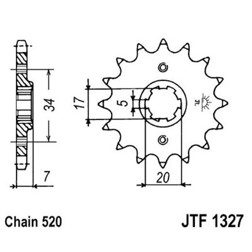 ŘETĚZOVÉ KOLEČKO JT JTF 1327-15 15 ZUBŮ, 520