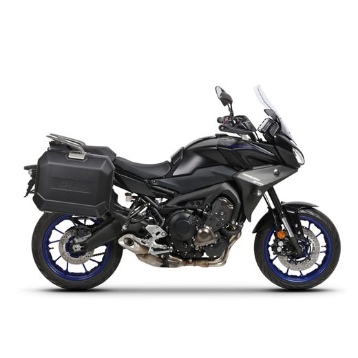 KOMPLETNÍ SADA BOČNÍCH ČERNÝCH HLINÍKOVÝCH KUFRŮ SHAD TERRA BLACK 36L/36L, VČETNĚ MONTÁŽNÍ SADY SHAD YAMAHA MT-09 TRACER / TRACER 900