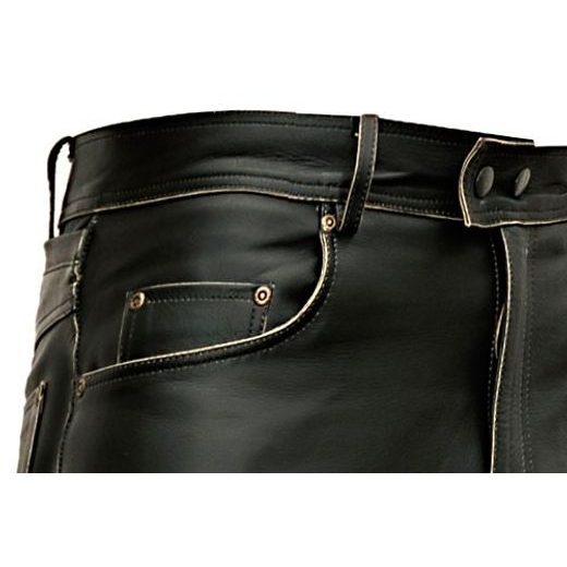 STYLOVÉ KOŽENÉ MOTO KALHOTY MBW JACK - ČERNÉ - KOŽENÉ KALHOTY - NA MOTORKÁŘE
