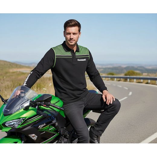 KAWASAKI SPORTS POLO LONG SLEEVE - S - TRIČKA - NA MOTORKÁŘE