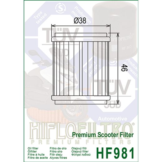 OLEJOVÝ FILTR HIFLOFILTRO HF981 - VÝMĚNA OLEJE - NA DOVOLENOU