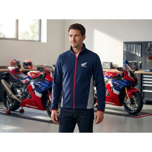 HONDA SPORTOVNÍ FLÍSOVÁ MIKINA WING - MODROŠEDÁ 2026 - VOLNÝ ČAS - NA MOTORKÁŘE