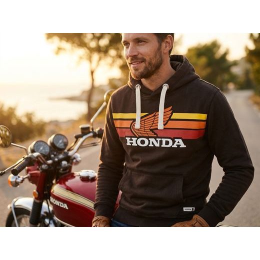 HONDA MIKINA S KAPUCOU SUNSET VINTAGE - TMAVĚ HNĚDÁ 2026 - DÁRKY PRO FANOUŠKY HONDA - NA MOTORKÁŘE