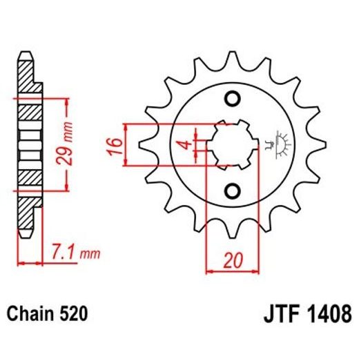 ŘETĚZOVÉ KOLEČKO JT JTF 1408-15 15 ZUBŮ, 520 - ŘETĚZOVÁ KOLEČKA - NA MOTORKU