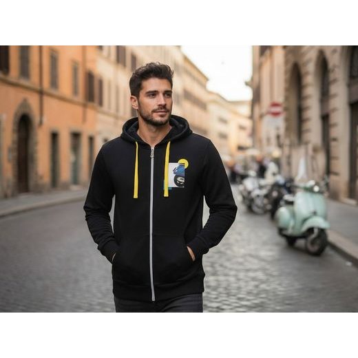 PÁNSKÁ MIKINA S KAPUCÍ VESPA HERITAGE - ČERNÁ - MIKINY - NA MOTORKÁŘE