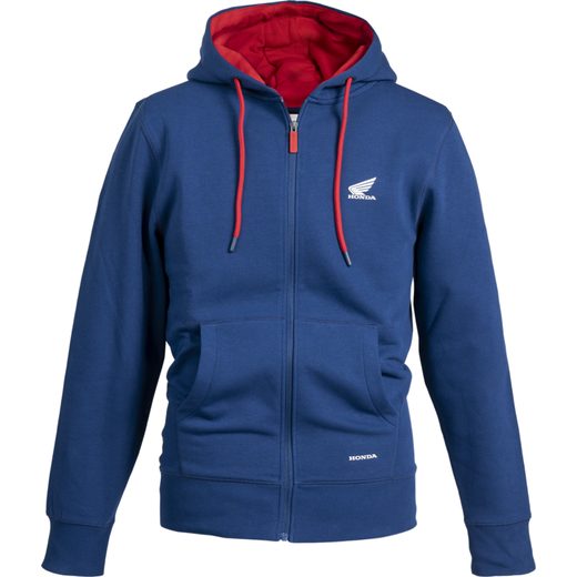 HONDA MIKINA S KAPUCOU NA ZIP WING - MODRÁ 2026 - VOLNÝ ČAS - NA MOTORKÁŘE