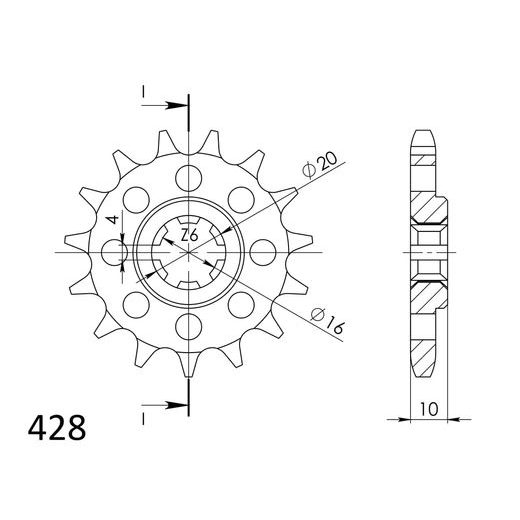 ŘETĚZOVÉ KOLEČKO SUPERSPROX CST-410:13 13 ZUBŮ, 428